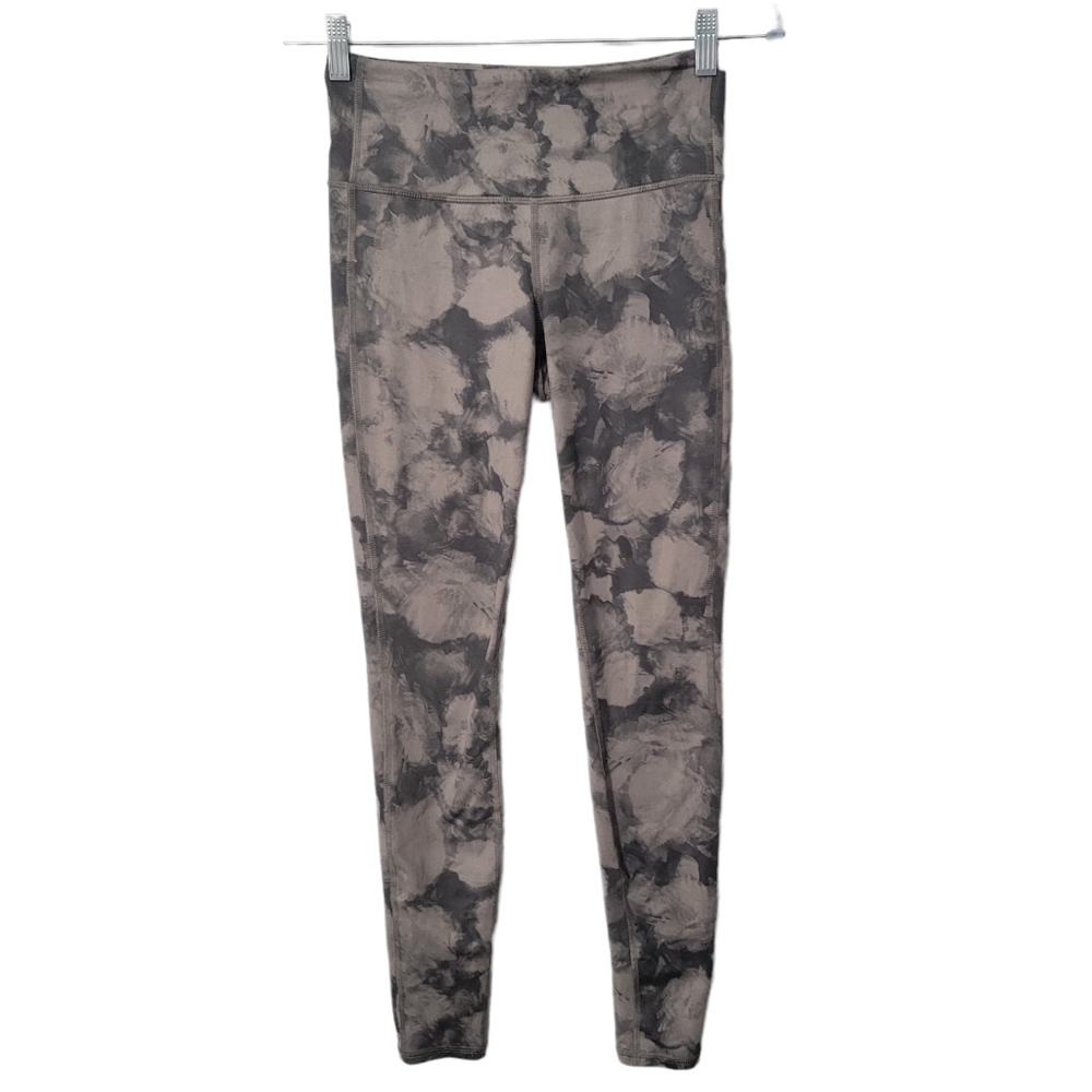 Athleta Gray Tie Dye Floral Salutation Leggings